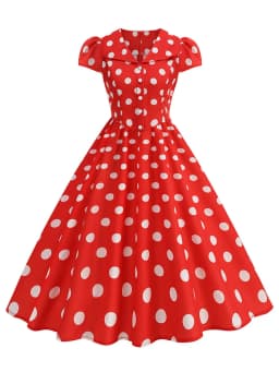 Women's Polka Dot Summer Dress 50s Retro Vintage Peter Pan Collar A-Line Outfit for Party And Daily Wear