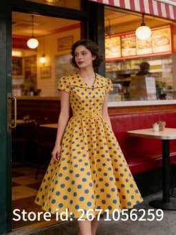Women's Polka Dot Summer Dress 50s Retro Vintage Peter Pan Collar A-Line Outfit for Party And Daily Wear