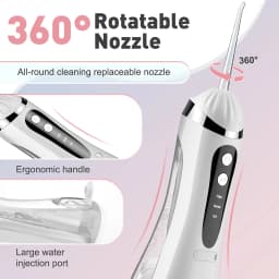 Professional Portable Cordless Water Flosserfor Teeth, Rechargeable Oral Irrigator with 3 Modes IPX6 Waterproof 4 Dental Nozzles