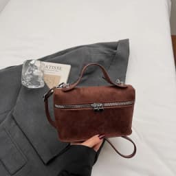 Retro Autumn Winter Matte Crossbody Bag Suede Textured Shoulder Bag Box Design Pure Color Evening Bags Women Handle Bag
