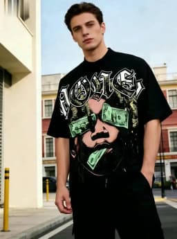 European and American Men's Summer Fashion Wealth Letter Print Comfortable Breathable Round Neck T-Shirt Outdoor Street Top