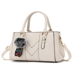 Korea Leather Women Handbag with Keychain Open Pocket Shoulder Bag Large Capacity Casual Messenger Bag Lady