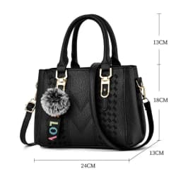 Korea Leather Women Handbag with Keychain Open Pocket Shoulder Bag Large Capacity Casual Messenger Bag Lady