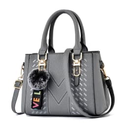 Korea Leather Women Handbag with Keychain Open Pocket Shoulder Bag Large Capacity Casual Messenger Bag Lady