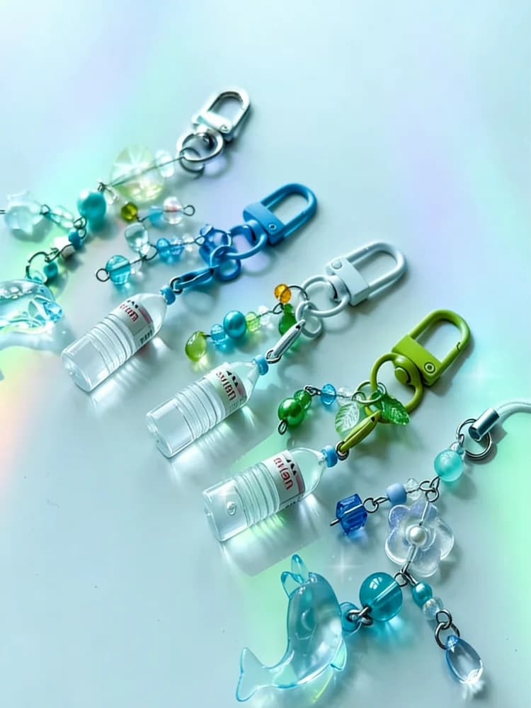 Frutiger Aero Y2K Cybercore Keychain Beaded Charm for Bags Phones Cameras Gift