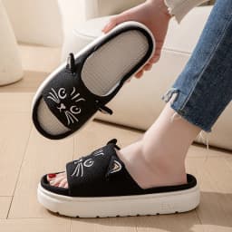 Platform Slippers Women Home Flat Spring Summer Cat Cartoon Designer Shoes Girl Trend Indoor Slides Soft Non-Slip Floor Open Toe