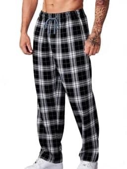 Red checkered straight leg pants men's spring new American high street sports pants casual slimming wide leg pants