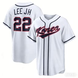 2026 Korea Baseball Jersey Lee JH 22 Men's White Korea Baseball Shirt Short Sleeve Fan Version Sportswearb