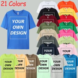 Personalized Custom Print 21 Color Fashion Short Sleeve Man Cotton O-Neck T Shirt Casual Team Street Clothes Breathable Work Top
