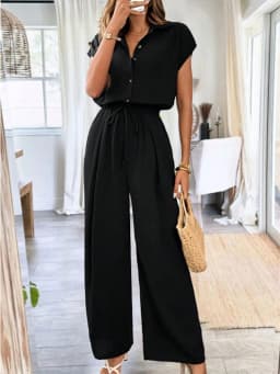 Women's Spring Summer Autumn Solid Color Basic Wide-leg Jumpsuit