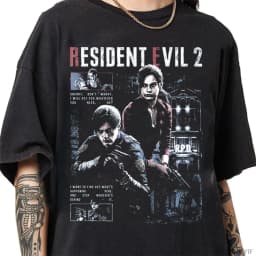 Resident Evil 2 Leon Claire Rpd Station Acid Wash Oversized Cotton T Shirt 2026 Horror Game Graphic Tee for Men Women