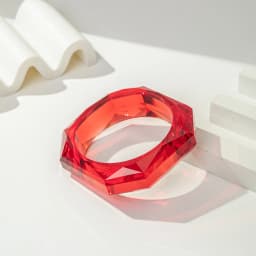 Luxury Asymmetric Cutting Geometry Transparent Colorful Resin Acrylic Bangles For Women Bracelets Charm Thick Simple Jewelry