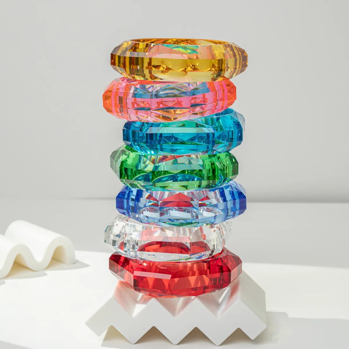 Luxury Asymmetric Cutting Geometry Transparent Colorful Resin Acrylic Bangles For Women Bracelets Charm Thick Simple Jewelry