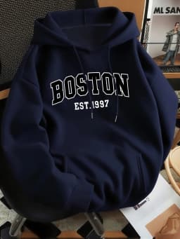 Men's Women's Boston Letter Print Fashion Hooded Sweatshirt Regular Fit Fashion Casual HipHop Sweatshirt Harajuku Unisex 