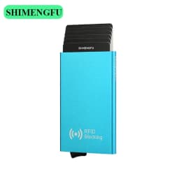 Minimalist Smart Wallet for Men And Women RFID NFC Protected Pop-Up Card Case Metal Credit Holder with Automatic Bottom Push