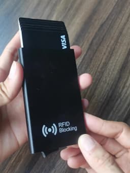 Minimalist Smart Wallet for Men And Women RFID NFC Protected Pop-Up Card Case Metal Credit Holder with Automatic Bottom Push