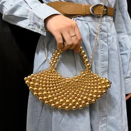 Summer high-end niche watch fan-shaped bead bag for women 2026+new crossbody handmade hollow bag