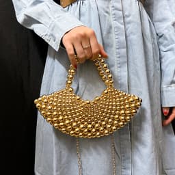 Summer high-end niche watch fan-shaped bead bag for women 2026+new crossbody handmade hollow bag
