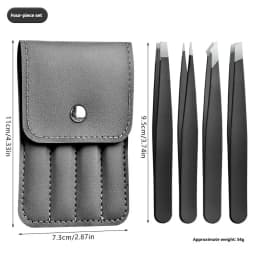 Tweezers Set 3-4pcs Premium Stainless Steel Eyebrow Precision Sharp Tip Tweezers for Body Ingrown and Facial Hair Removal
