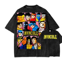 Unisex New Model Washed T-shirt Invincible Anime Lover Year round clothing personality Clothes Oversized high quality Breathable