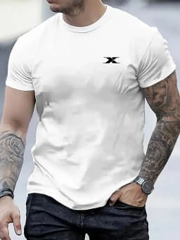 Men's summer -letter printed fashionable casual sports loose round neck short sleeved T-shirt