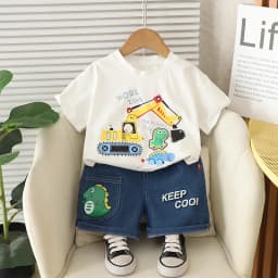 New Summer Baby Boys Clothes Set Children Short Sleeved T-Shirt Shorts 2Pcs/Sets Kids Girls Clothing Suit Infant Cartoon Costume