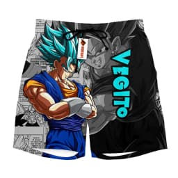 2026 Dragon Ball Z Vegito Blue Manga Style Print Quick Dry Shorts Men Anime Fusion Character Casual Breathable Beach Shorts
