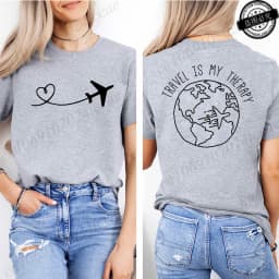 Travel Is My Therapy Printed T-Shirt for Women,travel Graphic Tee Shirts, Summer Short Sleeve Tops,summer Fashion Tee T-Shirts