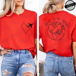 Travel Is My Therapy Printed T-Shirt for Women,travel Graphic Tee Shirts, Summer Short Sleeve Tops,summer Fashion Tee T-Shirts
