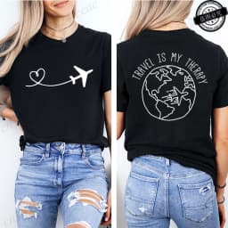 Travel Is My Therapy Printed T-Shirt for Women,travel Graphic Tee Shirts, Summer Short Sleeve Tops,summer Fashion Tee T-Shirts