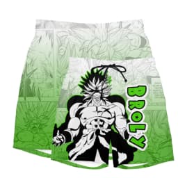 2026 New Summer Dragon Ball Z Broly Green Gradient Manga Style Print Quick Dry Shorts Men Anime Casual Breathable Beach Shorts