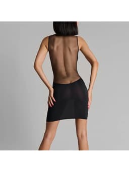 2026 Summer New Black Mesh Deep V Sleeveless Dress for Women, Slim Fit, Hip hugging, Perspective, Spicy and Sexy Personality ins