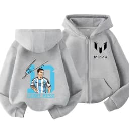 Messi Children's Hoodie Long Sleeve Zippered Hood Sportswear for Baby Boys 3-14 Years Old Spring Fall Football Jacket.