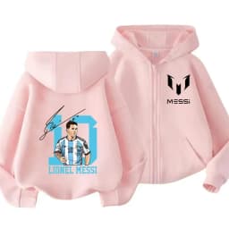 Messi Children's Hoodie Long Sleeve Zippered Hood Sportswear for Baby Boys 3-14 Years Old Spring Fall Football Jacket.