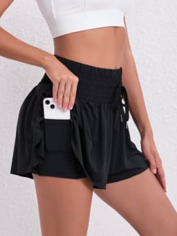 Running, Tennis, Pocket Sports Shorts, High-Waisted Women's Shorts, Anti-Upward Exposure Pants