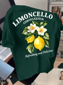 Men's Retro Style T-Shirt Limoncello Lemon Liqueur Print Crew Neck Short Sleeve Polyester Tops with "Refreshing" Text M-4XL