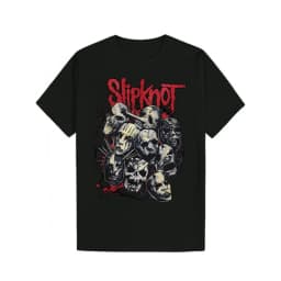 Men s Slipknot Graphic Tee - Casual Black Polyester T-Shirt with Skull Design Round Neck Machine Washable for Summer
