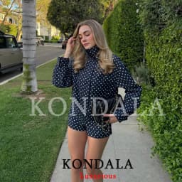 KONDALA Casual Polka Dot Women Suits Oversized Bomber Jackets Mini Shorts Fashion 2026 Spring Summer Y2K Girl Holiday Beach Set