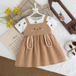 Baby Dress Summer Cartoon Cute Short-Sleeved Baby Girl Dress Sweet Beach Children's Dress Baby Girl Clothing