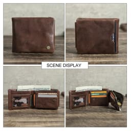 CONTACT'S Genuine Leather Men Wallet Small RFID Casual Trifold Short Wallets Zipper Coin Pocket Male Card Holder Purse