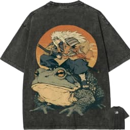 Naruto Jiraiya T Shirt Gamabunta Ukiyo-e Vintage Acid Wash Streetwear Retro Anime Graphic Men Tees 2026 100%cotton Clothing