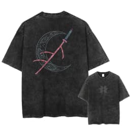 Japanese Anime Demon Slayer Kokushibo Graphic Washes T-shirts Men's Women's Pure Clothing Harajuku Y2K Streetwear Cotton Tops