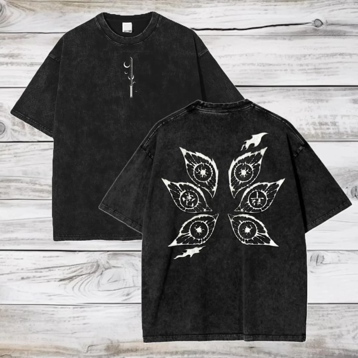 Japanese Anime Demon Slayer Kokushibo Graphic Washes T-shirts Men's Women's Pure Clothing Harajuku Y2K Streetwear Cotton Tops