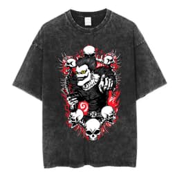 Vintage Washed Anime Death Note Misa Amane Print T Shirts Men Women Clothing Cotton Casual T-shirt Fashion Short Sleeve T-shirts