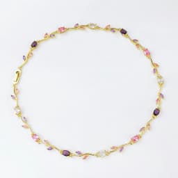 14K Gold Plated Colorful Crystal Zircon Leaf Vine Necklace for Women Multicolor Gemstone Flower Necklace Fashion Jewelry Gift