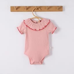 Baby Girls' Summer Triangular Bodysuit Pure Cotton Ruffled Collar Thin Infant Outfit Trendy Clothing for Baby Girls