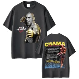 Limited Chama Alex Pereira Double Sided Print T Shirts Men Women Harajuku Violence Aesthetic T-shirts Gothic 100% Cotton T Shirt