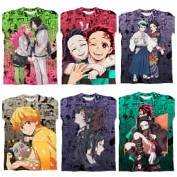 Multiple 3D Printed Demon Slayer T-shirts for Adults and Children, Wear Your Bonds on Your Body, Shorts for Friends