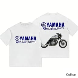 Trend Personality YAMAHA Minimalist Tuning Fork Logo Cotton Tee Unisex Motorcycle Enthusiast Casual Fashion Top