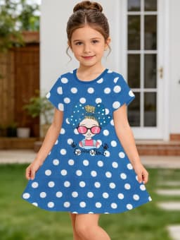 Cute Polka Dot Printed Girl Clothes Summer Princess Elegant Dresses Comfortable Short Sleeve Dress Casual Fashion Kids Clothes